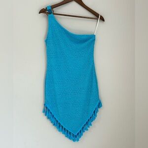 SHEIN One-Shoulder Crochet Tassel Cover-Up dress Tag says L (Fits like a size 6)